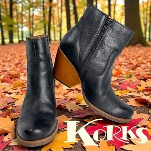 Korks by Kork-Ease Patrina Black Learher Booties Women's Shoes Sz 8.5